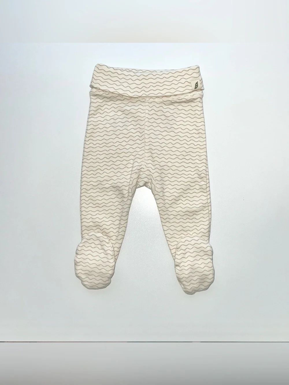 Easy-Peasy Organic Cotton 3-Piece Set Wavy Printed Cream Tan Size 3 Months NWOT